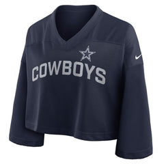 Dallas Cowboys Women's Primetime Cropped Mesh Dri-FIT Fashion Jersey - Navy - Nike