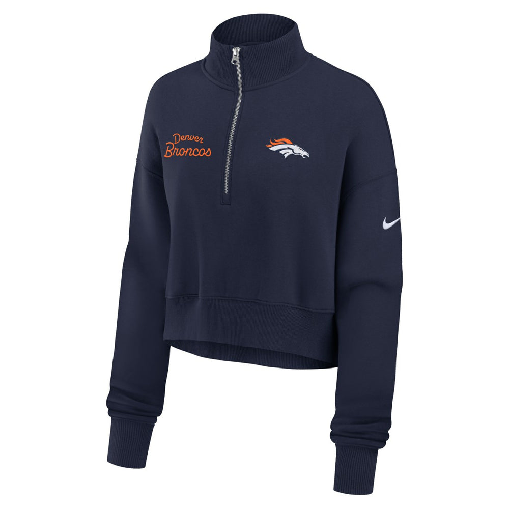 Denver Broncos Women's Primetime Phoenix Half-Zip Sweatshirt - Navy - Nike