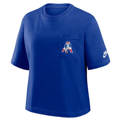 New England Patriots Women's Rewind Pocket Boxy T-Shirt - Royal - Nike