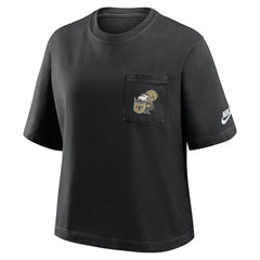 New Orleans Saints Women's Rewind Pocket Boxy T-Shirt - Black - Nike