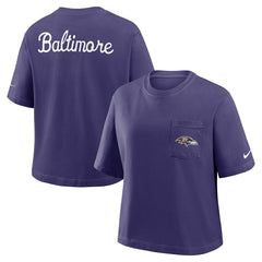 Baltimore Ravens Women's Rewind Pocket Boxy T-Shirt - Purple - Nike