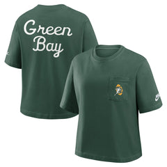 Green Bay Packers Women's Rewind Pocket Boxy T-Shirt - Green - Nike