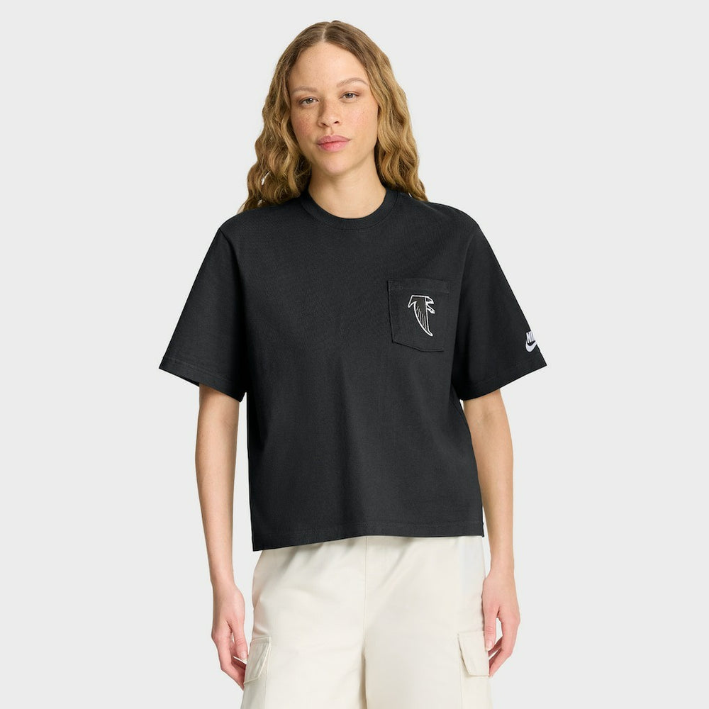 Atlanta Falcons Women's Rewind Pocket Boxy T-Shirt - Black - Nike
