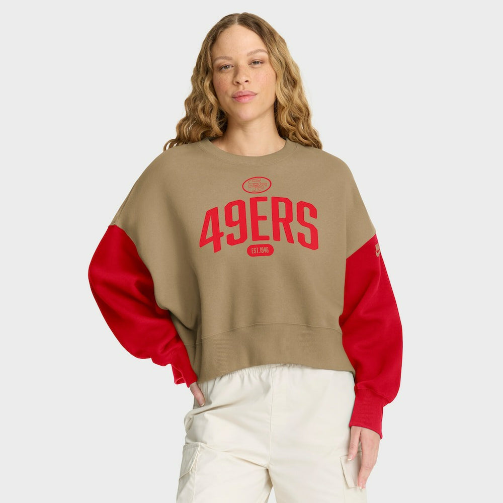 San Francisco 49ers Women's Oversized Rewind Pullover Sweatshirt - Tan - Nike