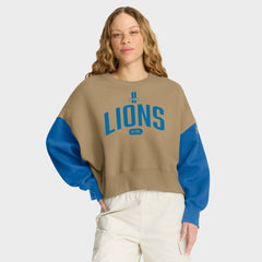 Detroit Lions Women's Oversized Rewind Pullover Sweatshirt - Tan - Nike