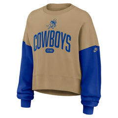 Dallas Cowboys Women's Oversized Rewind Pullover Sweatshirt - Tan - Nike