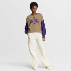 Minnesota Vikings Women's Oversized Rewind Pullover Sweatshirt - Tan - Nike