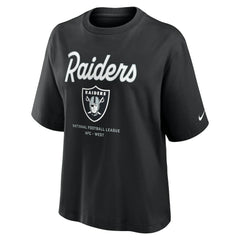 Las Vegas Raiders Women's Essential Script Relaxed Boxy T-Shirt - Black - Nike
