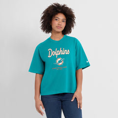 Miami Dolphins Women's Essential Script Relaxed Boxy T-Shirt - Aqua - Nike