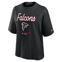 Atlanta Falcons Women's Essential Script Relaxed Boxy T-Shirt - Black - Nike