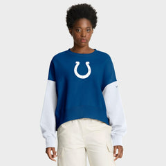 Indianapolis Colts Women's Oversized Color-Block Pullover Sweatshirt - Royal - Nike