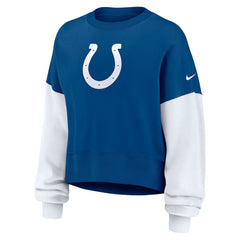 Indianapolis Colts Women's Oversized Color-Block Pullover Sweatshirt - Royal - Nike