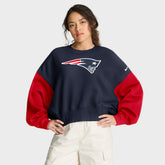 New England Patriots Women's Oversized Color-Block Pullover Sweatshirt - Navy - Nike