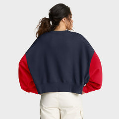 New England Patriots Women's Oversized Color-Block Pullover Sweatshirt - Navy - Nike