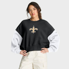 New Orleans Saints Women's Oversized Color-Block Pullover Sweatshirt - Black - Nike