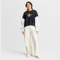 New Orleans Saints Women's Oversized Color-Block Pullover Sweatshirt - Black - Nike