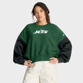 New York Jets Women's Oversized Color-Block Pullover Sweatshirt - Green - Nike