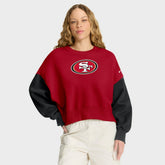 San Francisco 49ers Women's Oversized Color-Block Pullover Sweatshirt - Scarlet - Nike