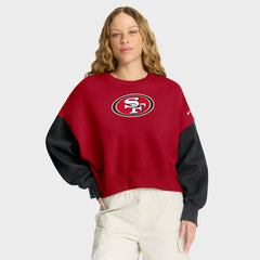San Francisco 49ers Women's Oversized Color-Block Pullover Sweatshirt - Scarlet - Nike