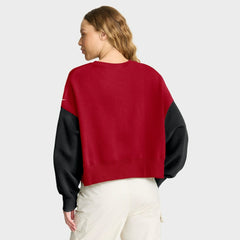 San Francisco 49ers Women's Oversized Color-Block Pullover Sweatshirt - Scarlet - Nike