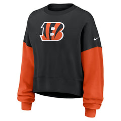 Cincinnati Bengals Women's Oversized Color-Block Pullover Sweatshirt - Black - Nike