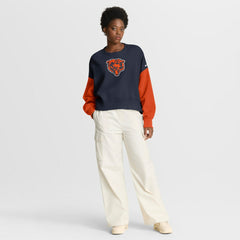 Chicago Bears Women's Oversized Color-Block Pullover Sweatshirt - Navy - Nike