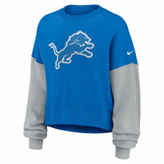 Detroit Lions Women's Oversized Color-Block Pullover Sweatshirt - Blue - Nike