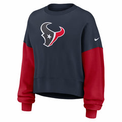 Houston Texans Women's Oversized Color-Block Pullover Sweatshirt - Navy - Nike