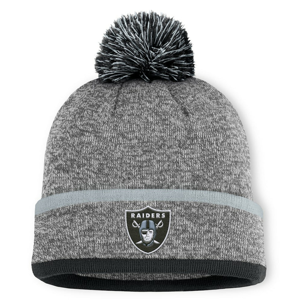 Las Vegas Raiders Motion Cuffed Knit Hat with Pom - Heather Gray - Fanatics