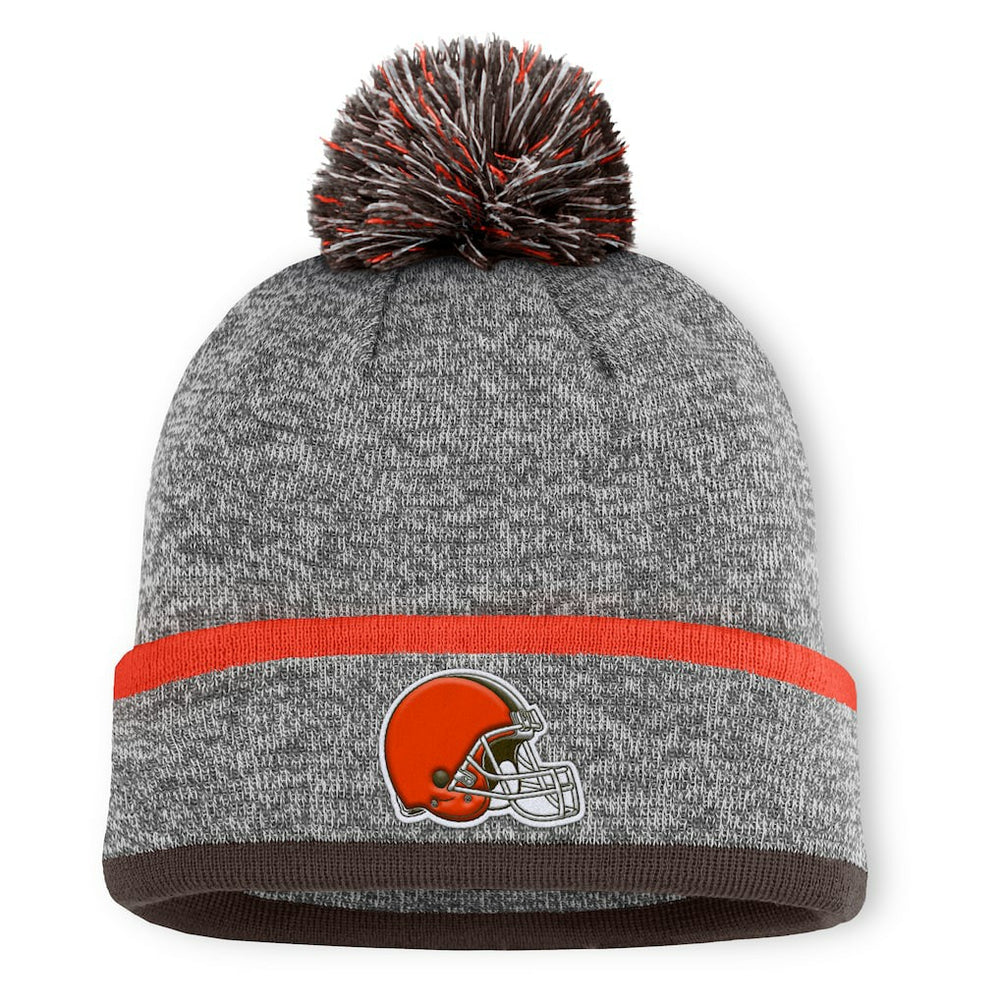 Cleveland Browns Motion Cuffed Knit Hat with Pom - Heather Gray - Fanatics