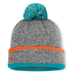 Miami Dolphins Motion Cuffed Knit Hat with Pom - Heather Gray - Fanatics