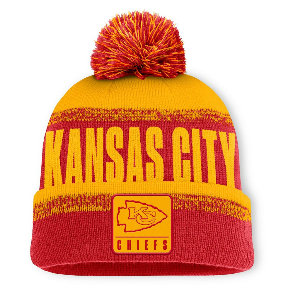 Kansas City Chiefs Play Action Cuffed Knit Hat with Pom - Red/Gold - Fanatics