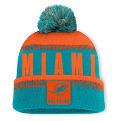 Miami Dolphins Play Action Cuffed Knit Hat with Pom - Aqua/Orange - Fanatics