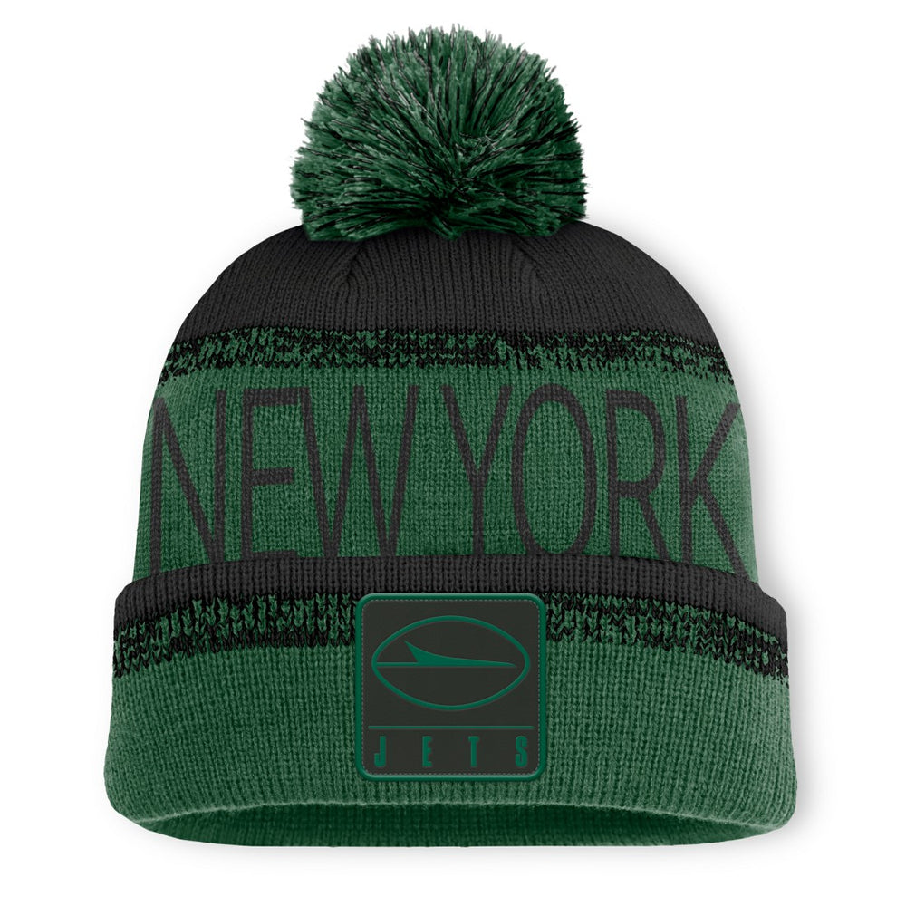 New York Jets Play Action Cuffed Knit Hat with Pom - Green/Black - Fanatics