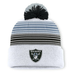 Las Vegas Raiders Ghost Cuffed Knit Hat with Pom - White - Fanatics