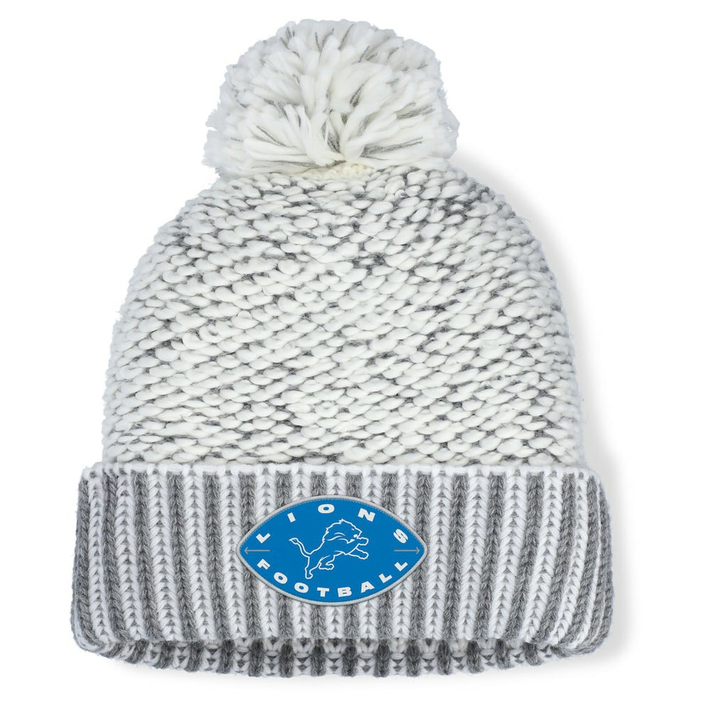 Detroit Lions Women's Pro Set Cuffed Knit Hat with Pom - Heather Gray - Fanatics