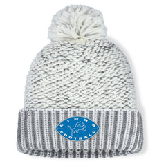 Detroit Lions Women's Pro Set Cuffed Knit Hat with Pom - Heather Gray - Fanatics