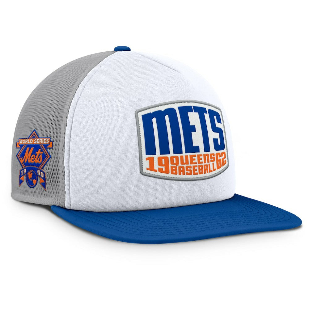 New York Mets Fanatics Cranked Foam Front Patch Trucker Adjustable Hat Sale