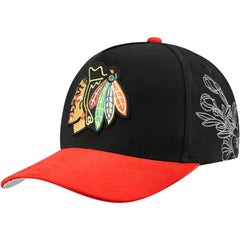 Chicago Blackhawks Mitchell & Ness May Flowers Pro Crown Adjustable Hat - Black/Red | NHL near me