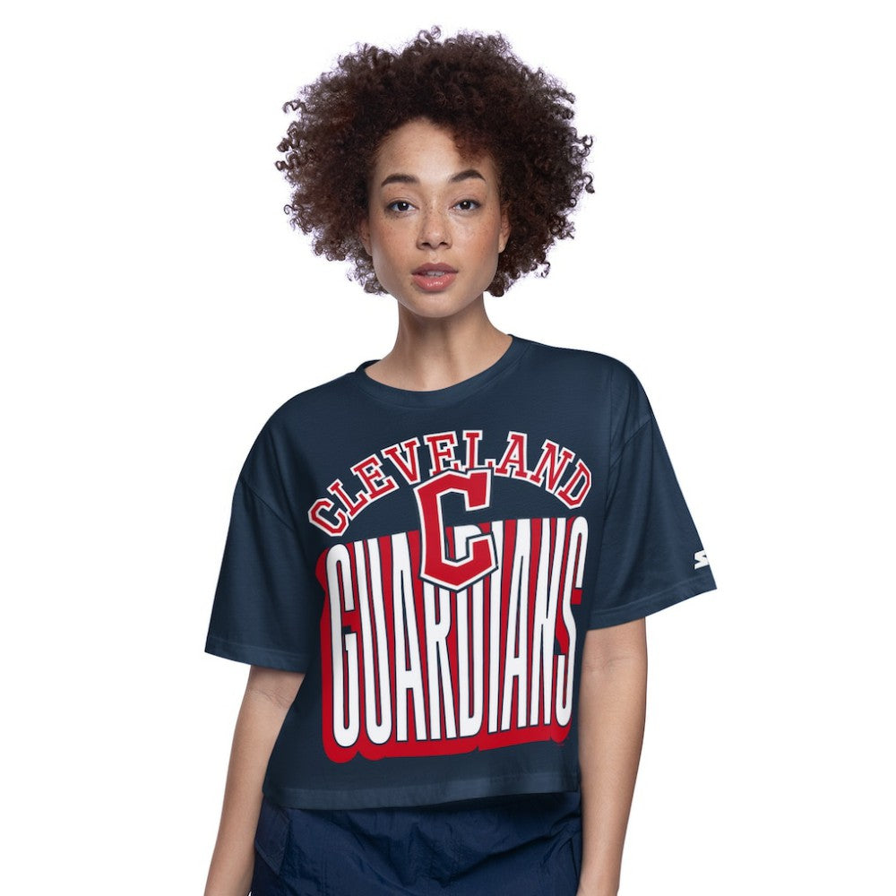 Cleveland Guardians Starter Women's Play the Ball Boxy Cropped T-Shirt Outlet