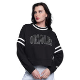 Baltimore Orioles Starter Women's Power Play Cropped Pullover Sweatshirt Outlet