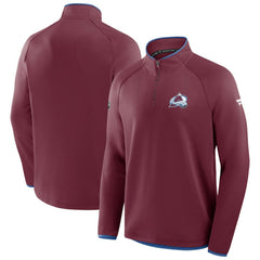 Colorado Avalanche Fanatics Authentic Pro Rink Raglan Quarter-Zip Pullover - Burgundy | Fanatics Lifestyle