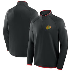 Chicago Blackhawks Fanatics Authentic Pro Rink Raglan Quarter-Zip Pullover - Black | Fanatics on sale