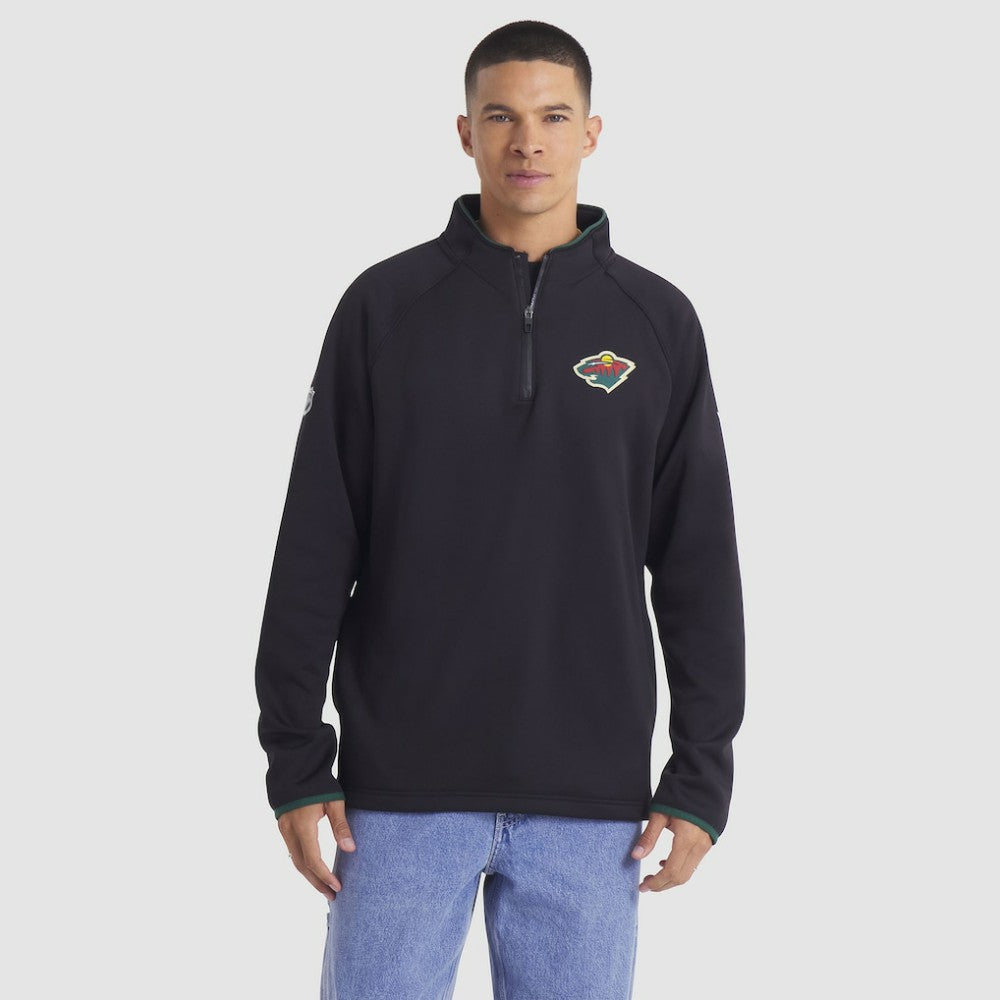 Minnesota Wild Fanatics Authentic Pro Rink Raglan Quarter-Zip Pullover - Black | Fanatics sale
