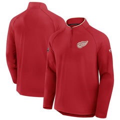 Detroit Red Wings Fanatics Authentic Pro Rink Training Centennial Raglan Quarter-Zip Pullover - Red | Fanatics Lifestyle