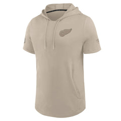 Detroit Red Wings Fanatics Authentic Pro Road Short Sleeve Hoodie - Tan | Fanatics on sale