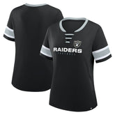 Las Vegas Raiders Women's Redzone Draw Play Athena Lace-Up T-Shirt - Black - Fanatics
