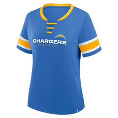 Los Angeles Chargers Women's Redzone Draw Play Athena Lace-Up T-Shirt - Powder Blue - Fanatics
