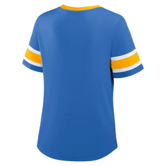 Los Angeles Chargers Women's Redzone Draw Play Athena Lace-Up T-Shirt - Powder Blue - Fanatics