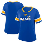 Los Angeles Rams Women's Redzone Draw Play Athena Lace-Up T-Shirt - Royal - Fanatics